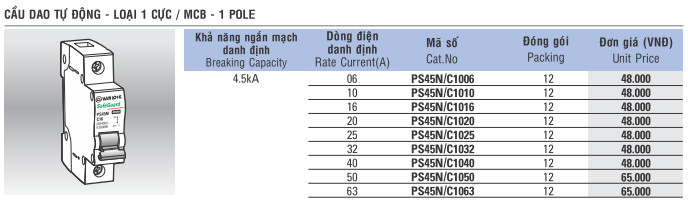 Thông số PS45N