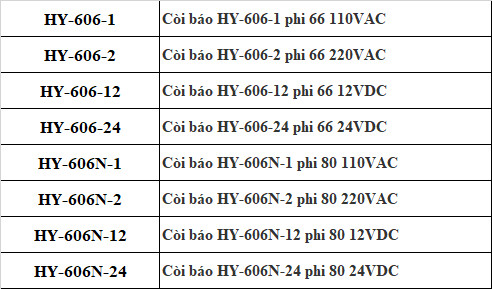 Thông số còi báo HY-606